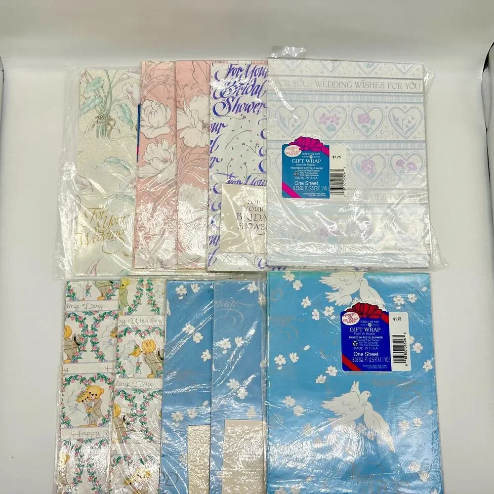 10 Vintage American Greetings Forget Me Not Bride Marriage Gift Wrap Sealed